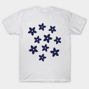 Blue flowers, retro 70's vibe T-Shirt